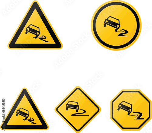 Caution Curve Drive Signs Set for Safety Awareness