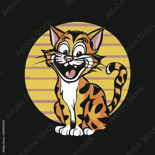 Waving Cartoon Cat Graphic