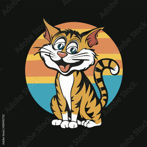 Waving Cartoon Cat Graphic