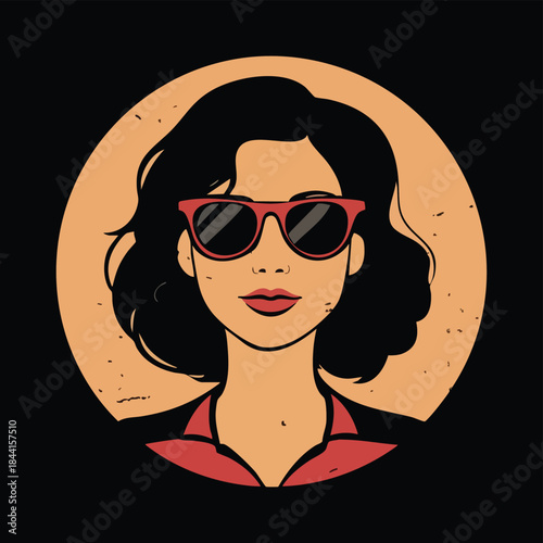 Retro Woman with Sunglasses Illustration