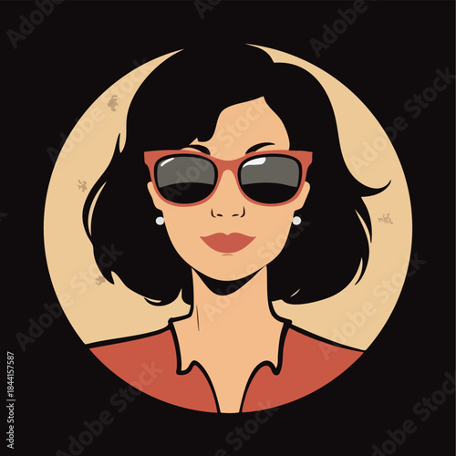 Retro Woman with Sunglasses Illustration