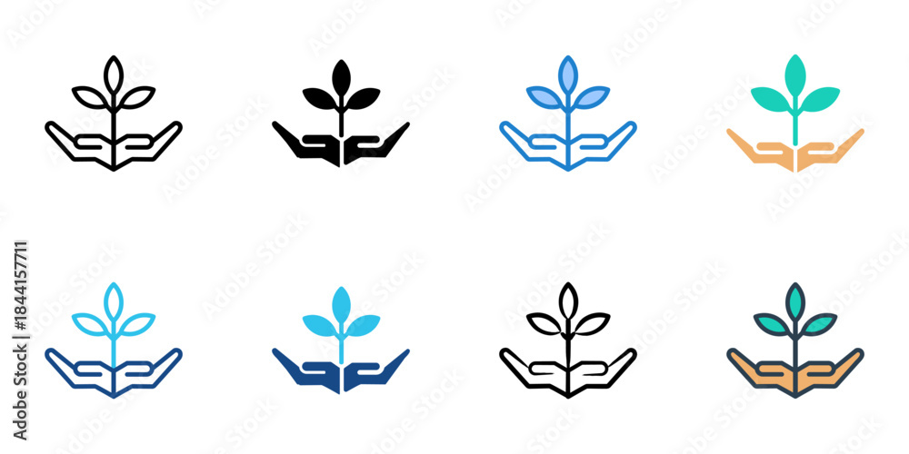 Naklejka premium Go green icon set multiple style vector collection. Editable Stroke 