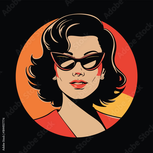 Retro Woman with Sunglasses Illustration