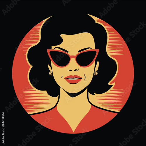Retro Woman with Sunglasses Illustration