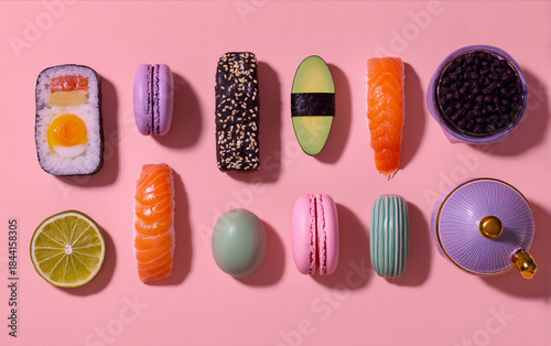 colored beads on a white background