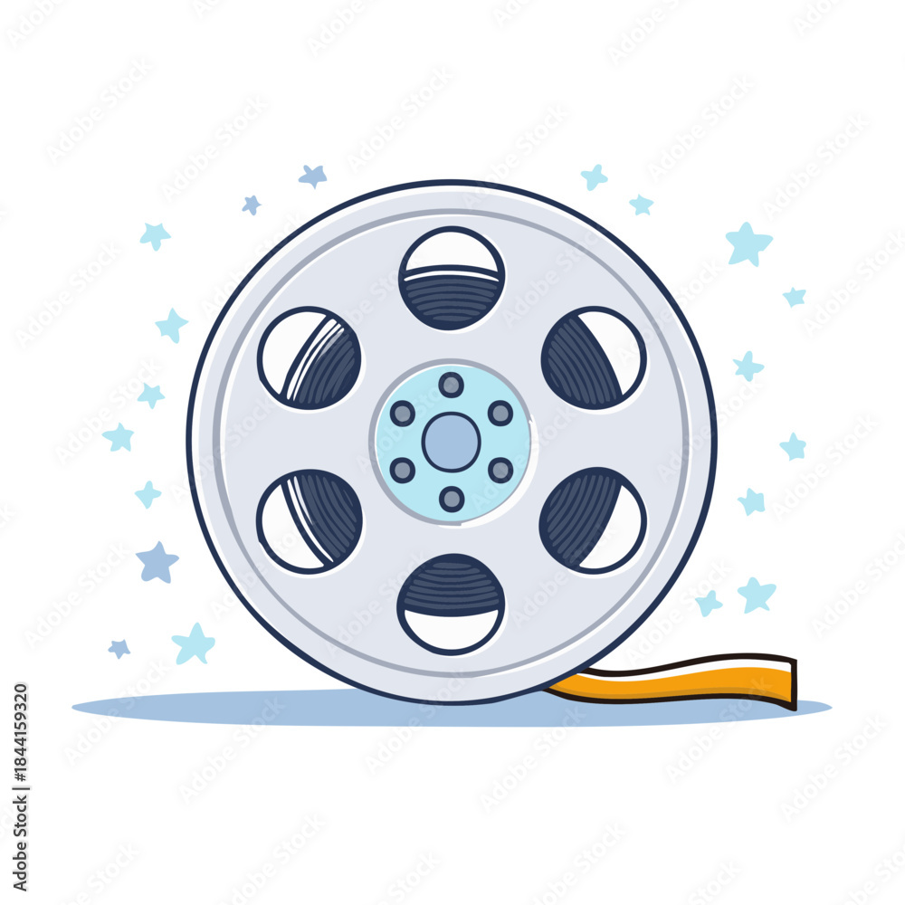 Fototapeta premium Cartoon Reel of Film with Stars Animation Industry Movie Production
