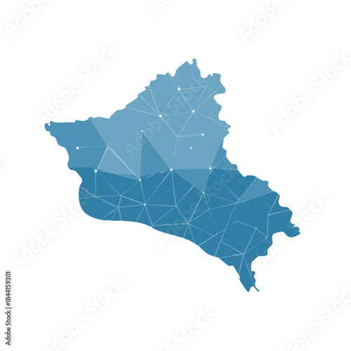 Digitally Rendered Map of Iraq with Geometric Mesh Overlay