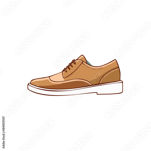 Men's Leather Oxford Shoe Illustration Fashion Footwear Formal Style Isolated