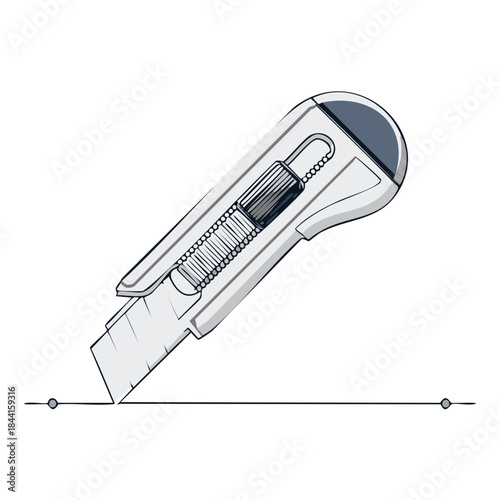 Utility Knife Cutting Cardboard Sheet Illustration for Creative DIY Projects