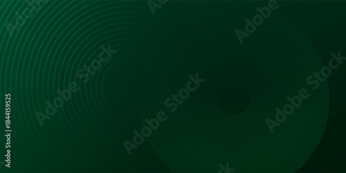 Abstract green geometric lines glow on a dark green background. Sparkling circular line pattern. Modern technology design eps10.