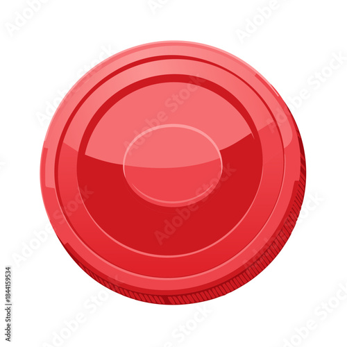 Red puck vector illustration circular form smooth surface hockey sport equipment cartoon object game element