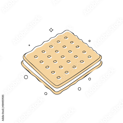 Delightful Cookie Sandwich Illustration with Filling Detailed Vector Style