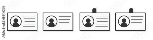 ID card icon set. Line and glyph ID card badge. Pass card identity.  Identity document vector. Pass card identity. Face ID card. Identification card, driver's license icon.