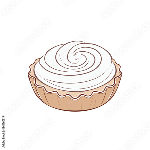 Sweet Tartlet with Cream Swirl: Dessert Pastry, Culinary Treat, Confectionery Art