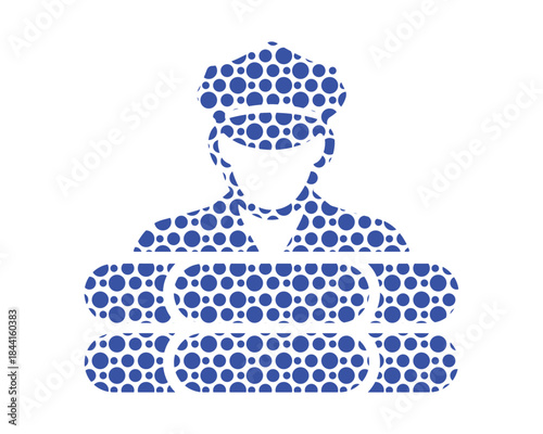 Police officer icon with barrier or checkpoint symbol