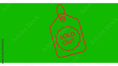 footage animation silhouette sold out icon sticker. Sold out label footage on green screen background. Sold seals icon. Sold out icon tag