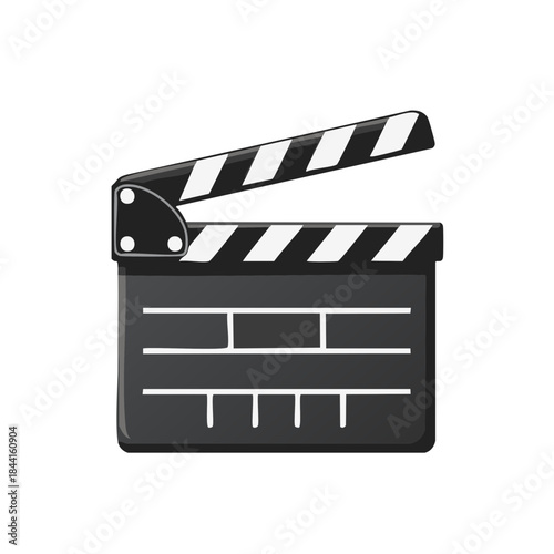 Open clapper board used for filmmaking directing motion picture production and audiovisual communication used to denote takes for film clips and scene numbers