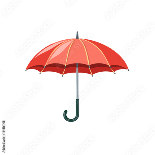 Bright red umbrella isolated on white weather protection open accessory