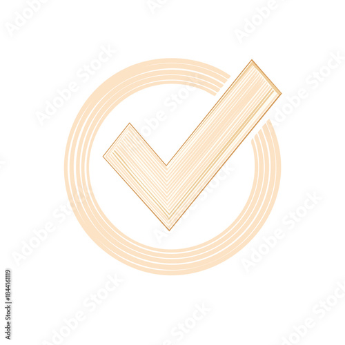 Golden Check Mark Icon Illustration with Circle Graphic for Approval and Validation