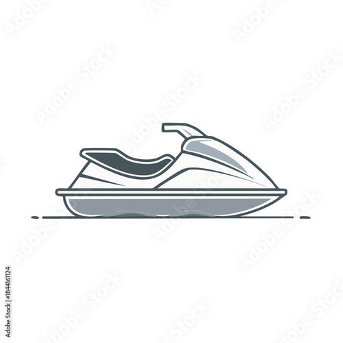 Minimalist Jet Ski Illustration on White Background Watersport Recreation Vehicle