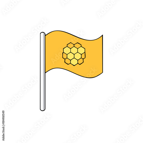 Honeycomb Flag Flying Symbolic Hexagon Pattern Marker Yellow Field Design Honey Beekeeping Concept