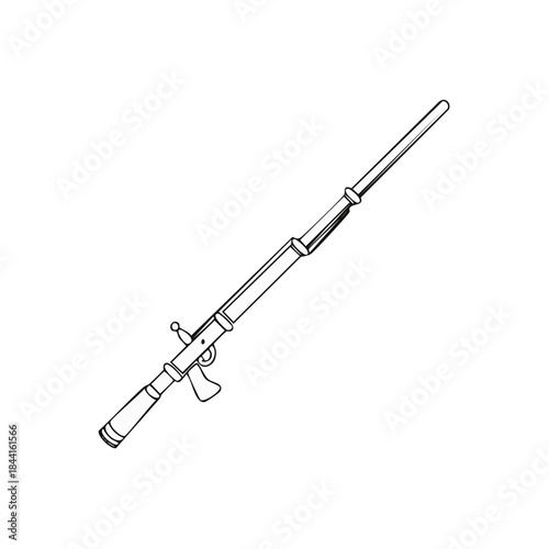 Vintage Rifle Line Art: Detailed Illustration of Antique Firearm for Historical Depictions and Weaponry Designs