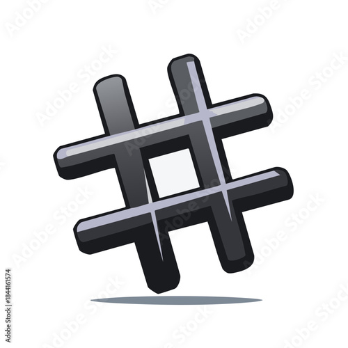 Metallic Gray Hash Symbol Graphic Design Element for Social Media Tagging