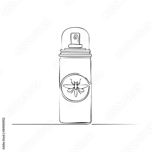 Mosquito Repellent Spray Line Art, Insect Protection Drawing, Insecticide Prevention Concept
