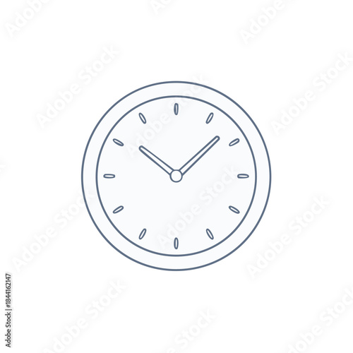 Simple Line Art Illustration of a Circular Wall Clock Showing the Hour and Minutes Passing for Design Elements