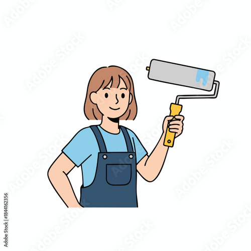 Cartoon illustration of a person holding a paint roller