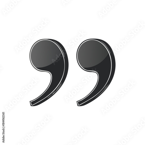 Pair of Dark Gray Quotation Marks Illustrating Expression and Communication