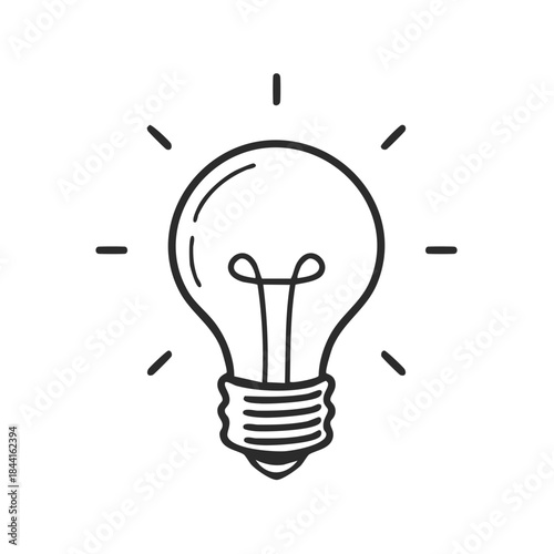 Stylized Light Bulb Line Drawing for Idea Concept or Creative Innovation Theme
