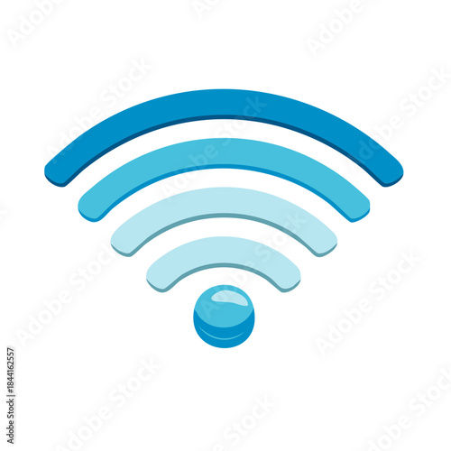 Blue Wireless Signal Icon with Rounded Arcs, Modern Design for Connectivity and Technology
