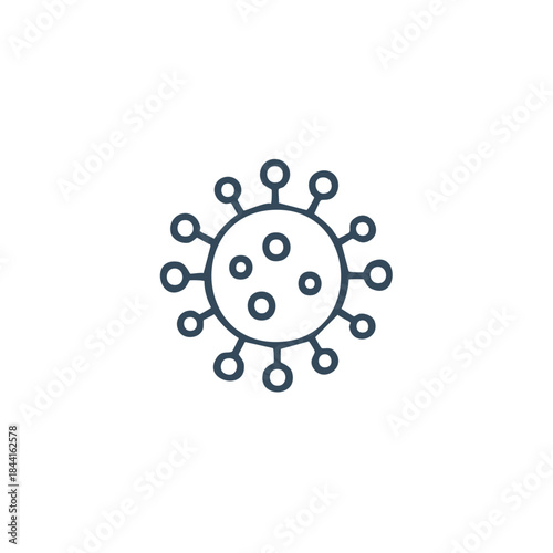 Conceptual outline icon of a pathogenic microbe or virus, suggesting illness or biological research