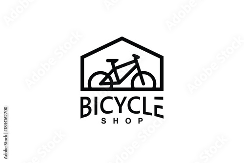 Bicycle shop logo design vector image, Monoline style logo