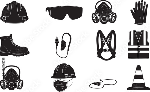 Personal Protective Equipment Icons Set safety