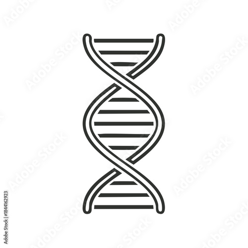 Simple DNA Molecule Icon, Genetics Research, Biological Structure