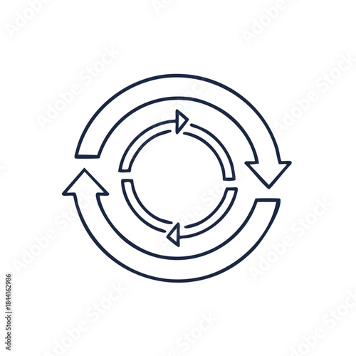 Circular Flow Arrows Depicting Process Iteration Cycle or Recycling Simple Line Icon