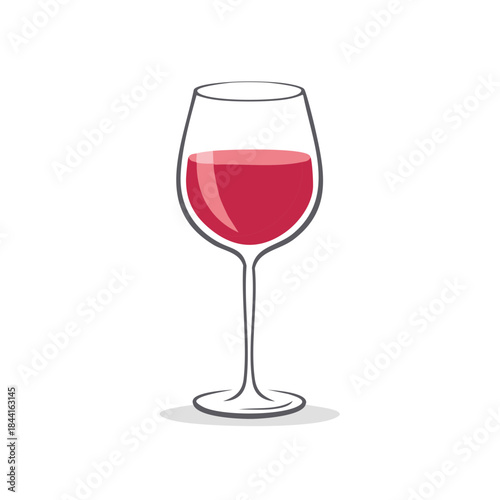Elegant wine glass with red wine isolated on white background showcasing simple sophistication and wine enjoyment with refined lines and smooth colors