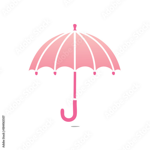 Pink Umbrella Icon Protection Rain Sunny Weather Shade Safety Summer Vector Graphic