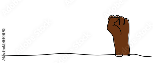 black raised Clenched Protest justice freedom hand gesture fist grip Power Fight Back against equality human rights isolated Vector illustration clipart symbol sign, One continuous line art drawing