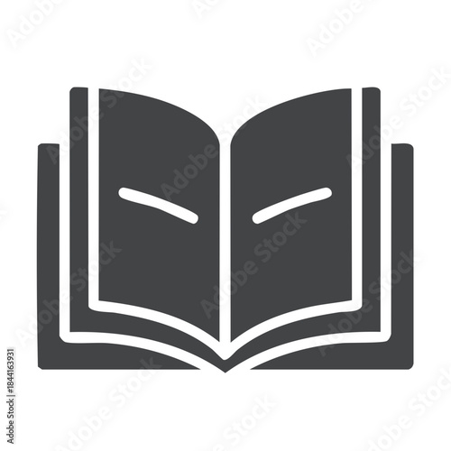 Open book illustration for education, learning, and knowledge concepts. Simple icon of book in reading position.