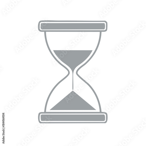 Hourglass symbol illustration depicting the passage of time, time passing, aging process symbol on white