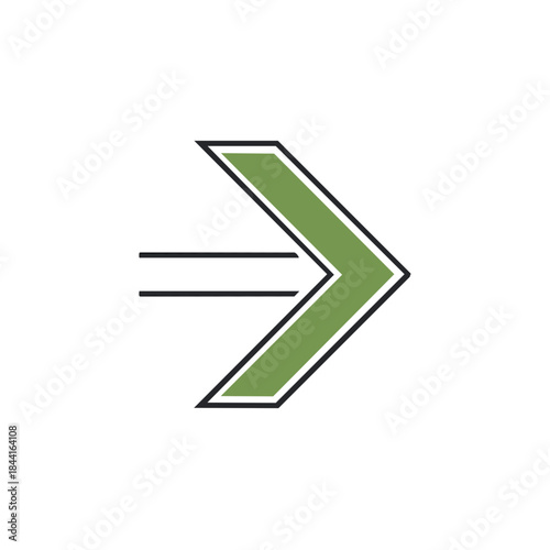 Forward arrow illustration in green, directional sign, guidance and navigation symbol, signpost with indication and direction