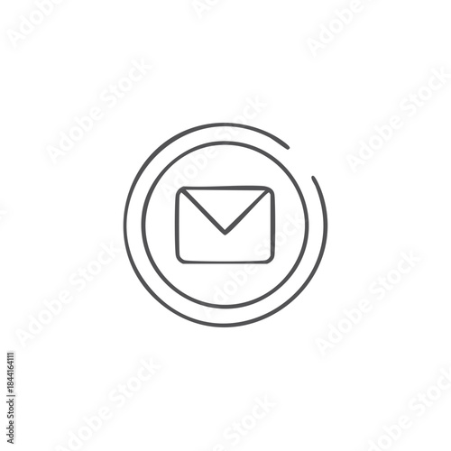 Free Download Envelope icon inside concentric circle for digital message or subscription services communication - GFXLoad