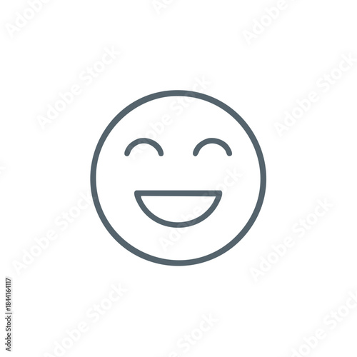 Smiling face with eyes and mouth, expressing happiness and positivity in a simple line drawing