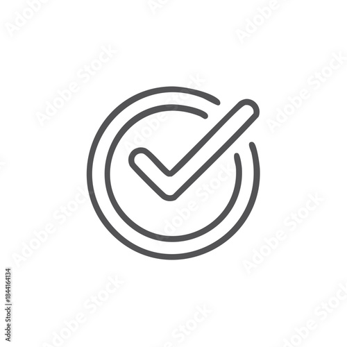 Check Mark Icon Inside a Circle Outline Symbolizing Approval Acceptance and Validation Vector Graphics