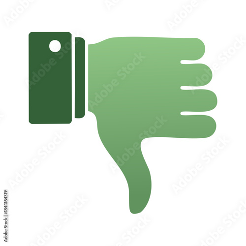 Green gradient thumbs down symbol of disapproval dislike unlike bad feedback rejection