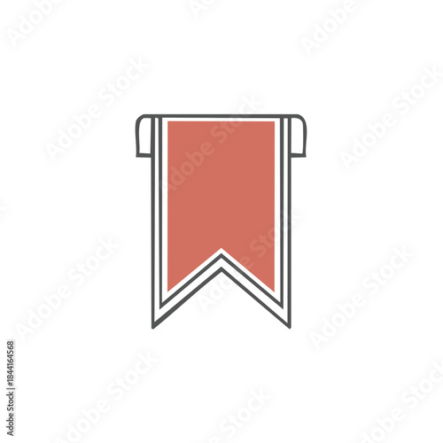 A decorative banner with a ribbon for marking pages, hanging with a reddish brown coloring for use with books and invitations
