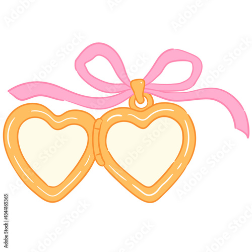 Heart Locket with Pink Ribbon Illustration